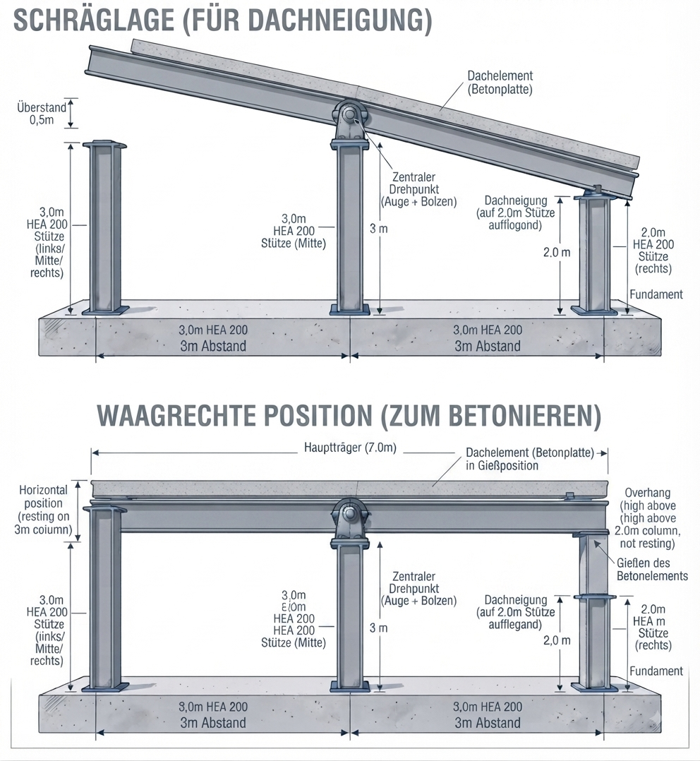 Concrete roof construction